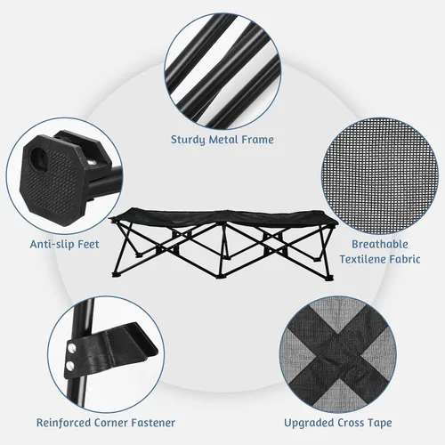 Vista 2 de Cama elevada para mascotas con malla transpirable, cama plegable para perro, cuna elevada para mascotas con bolsa de transporte, catre portátil