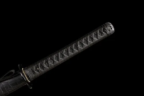 Vista 4 de Katana negra de 41 pulgadas, espada afilada samurái japonesa T10, hoja de acero de alto carbono afilada