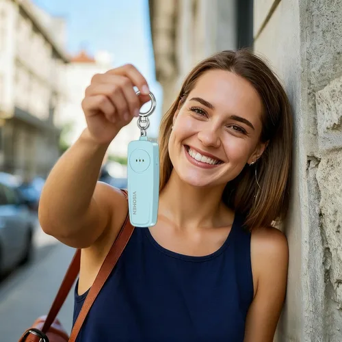 Vista 3 de Llavero de alarma de seguridad personal para mujeres, paquete de 3, sirena fuerte con luz LED intermitente, dispositivo de seguridad de emergencia