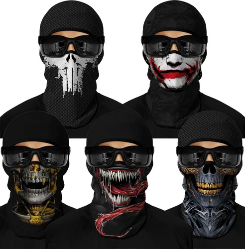 Vista 55 de Pasamontañas 3D, máscara de cara completa, resistente al viento, máscara de esquí con calavera táctica para motocicleta, ciclismo, Halloween