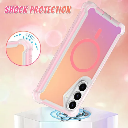 Vista 202 de Bonoma - Funda compatible con Samsung Galaxy S21 Plus, diseño de corazón con purpurina, color rosa Support for MagSafe, Plating Magnetic Case TPU