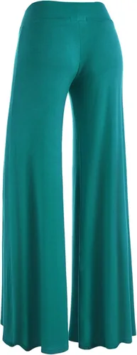 Vista 116 de Made By Johnny Pantalones palazzo elásticos de pierna ancha para mujer, lisos, casuales, cómodos