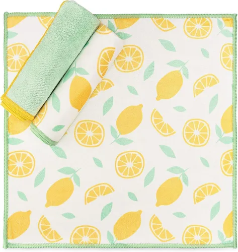Vista 4 de Full Circle Renew Collection - Paños de microfibra reciclada multiusos con estampado cítrico, 12.01 x 3.00 pulgadas, juego de 3 – Se limpia con solo