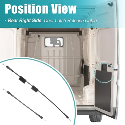 Vista 3 de X AUTOHAUX Cable de liberación del pestillo de la puerta de carga del lado derecho trasero para Ford E-150 E-250 E-350 E-450 E-550 Econoline Super