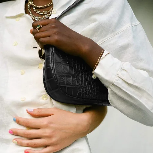 Vista 2 de Bolso de hombro con efecto de cocodrilo, estilo retro, de piel sintética, embrague clásico para mujer