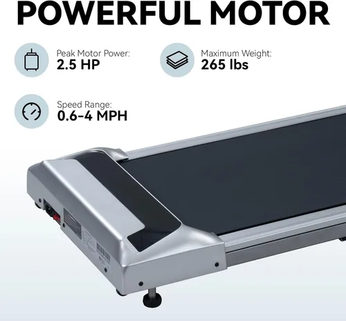 Vista 5 de Walking Pad Under Desk, 2.5HP Walking Treadmill for Home Office, 225lbs Silver