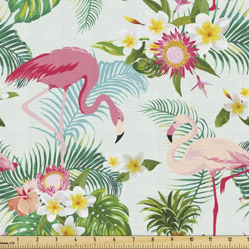 Vista 32 de Ambesonne - Tela de Dragón por The Yard, diseño de estilo de dibujos animados para niños con patrón de animales, dragones de colores, obra de arte