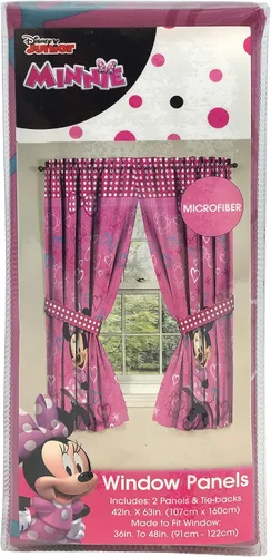 Vista 4 de Jay Franco Cortinas para ventana para niños, juego de 4 piezas que incluye 2 alzapaños, hermosa decoración de habitación y fácil de instalar, rosa