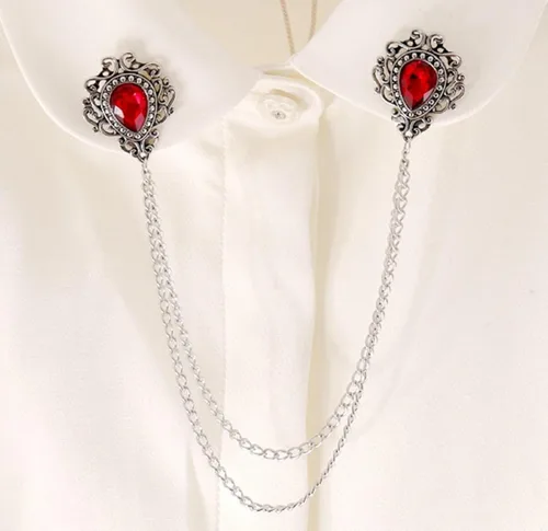 Vista 2 de ROFARSO Elegancia vintage Broche de cadena con doble diamantes de imitación con cuello de lágrima de ROFARSO