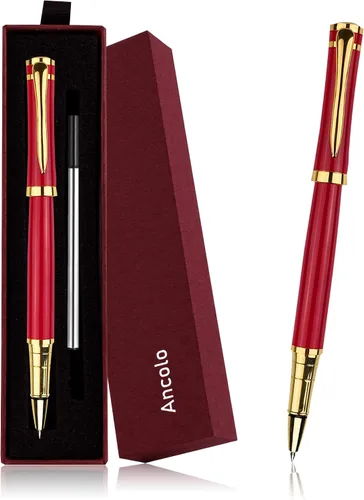 Vista 8 de Ancolo Fancy Roller Pen Set de bolígrafo de lujo con 2 recambios de tinta negra - 0.028 in. Bonitos bolígrafos de regalo para mujeres o hombres.
