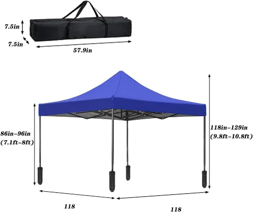 Vista 7 de Tienda de campaña desplegable, toldo desplegable de 10 x 10 pies, toldo Oxford 420D impermeable con revestimiento plateado, 10 x 10 pies