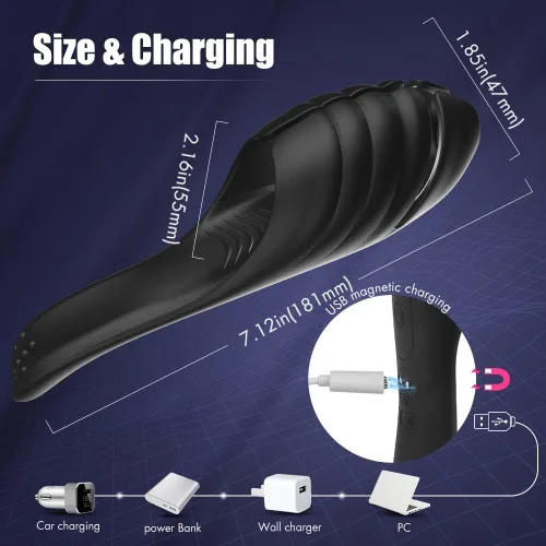 Vista 6 de Masturbador masculino ajustable, juguetes sexuales para adultos con 9 vibraciones, estimulador vibrador para el placer de la masturbación