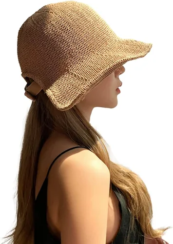 Vista 2 de Sombrero de playa de verano de ala ancha con protector solar de paja sombrero de verano transpirable sombrero plegable al aire libre