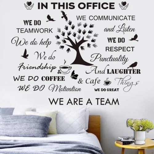Vista 5 de Calcomanías de Pared con Citas Inspiradoras para Oficina - Adhesivos Motivacionales de Trabajo en Equipo, Letras Positivas y Palabras Espirituales