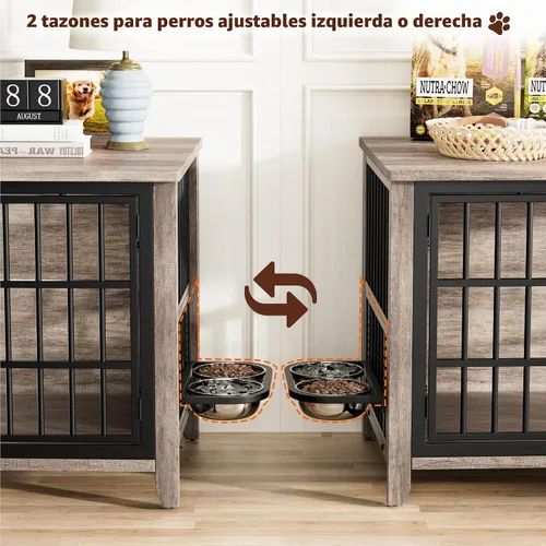 Vista 9 de Lulive Muebles para jaula para perros, 37.8 pulgadas de largo x 23.6 pulgadas de ancho x 27 pulgadas de alto, gris