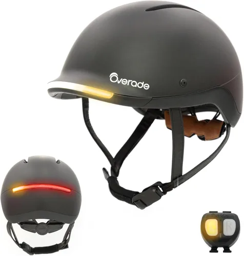 Vista 14 de Overade Casco salvavidas para bicicletas y e-scooters, con potente iluminación delantera/trasera, función intermitente, talla única
