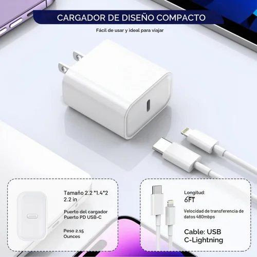 Vista 4 de Cable de carga para iPhone de 6 pies, paquete de 3 [certificado Apple MFi] Cargador rápido USB C para iPhone