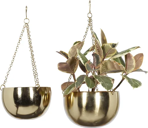 Vista 12 de Deco 79 Macetero de metal para interiores y exteriores, maceta colgante con cadena, juego de 2 colgadores de 5 pulgadas, 7 pulgadas de alto