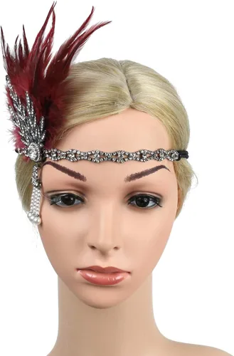 Vista 3 de Positive Costume Diadema vintage con diseño de margaritas Buchanan, disfraz de tiara de hoja de Gatsby, accesorio para el cabello de los años 20