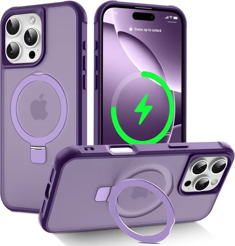 Vista 28 de CHAOFEnG Funda magnética compatible con iPhone 11 con soporte, prueba de caídas de grado militar, compatible con imán, anillo translúcido, parte
