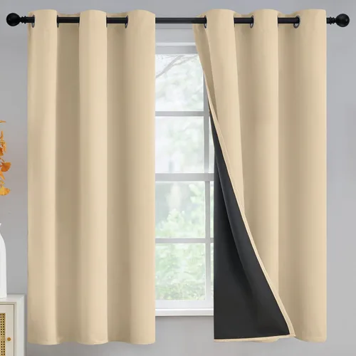 Vista 94 de Yakamok Cortinas negras, cortinas de ventana con aislamiento térmico y eficiencia energética para dormitorio, cortinas opacas completas y cortinas