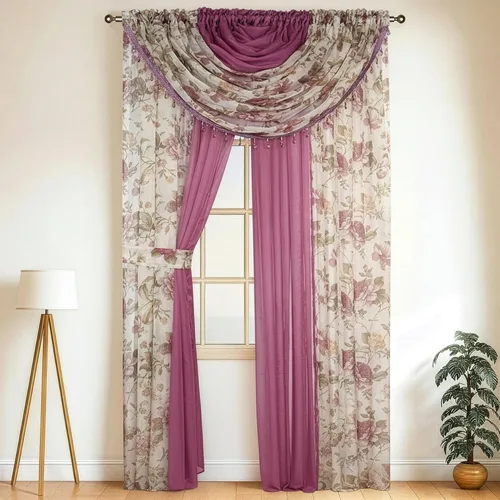 Vista 8 de YHSF Cortinas Transparentes Colección Laura – Juego de 4 paneles, 84 pulgadas de largo – Cortinas elegantes para dormitorio y más – Cenefas
