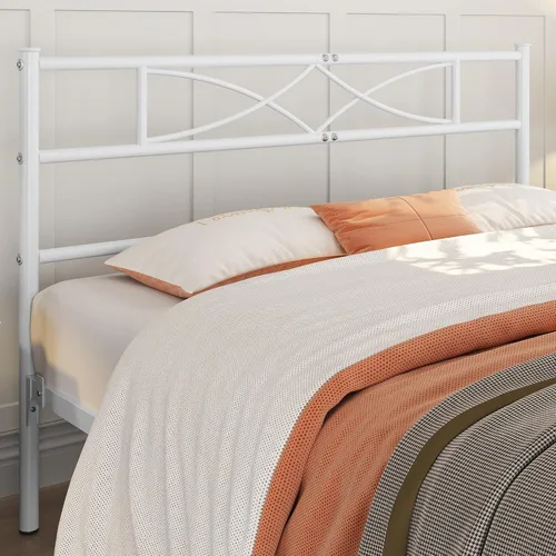 Vista 24 de Yaheetech Base de cama de metal individual, base de cama con plataforma, base de colchón con cabecera y estribo de diseño curvo, soporte resistente