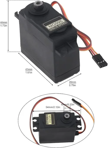 Vista 5 de Paquete de 2 servomotores MG995 ángulo de control de 180 grados engranaje de metal de alta velocidad servo motor para automóvil