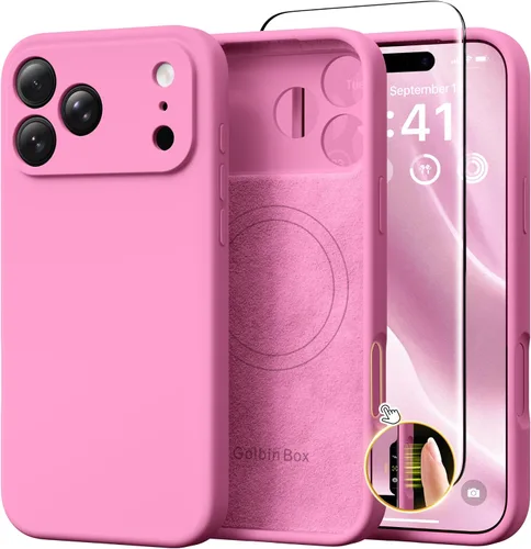 Vista 116 de GolbinBox Funda magnética para iPhone 17, compatible con MagSafe, cubierta de silicona integrada para control de cámara, funda de silicona líquida a