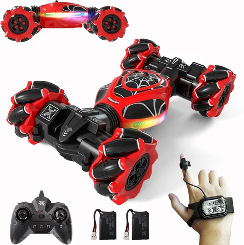 Vista 12 de Coches RC, juguetes de coche de acrobacias con detección de gestos 1:12 para niños de 6 a 12 años, juguete de control remoto a mano 4WD con rotación