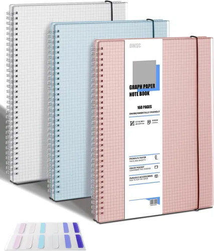 Vista 9 de OWSC Paquete de 3 Cuadernos de Puntos, Cuadernos en Espiral de 8.5 x 11 Pulgadas para Trabajo, Escuela y Diario con Papel Punteado de 110 GSM