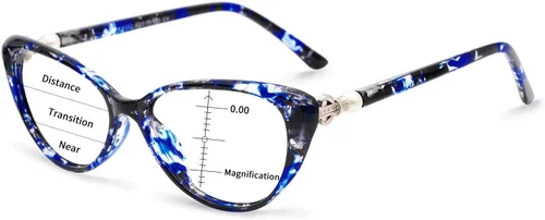 Vista 8 de MARE AZZURO Gafas de lectura progresivas multifocales con bloqueo de luz azul para mujer Cateye