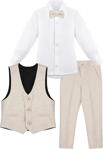 Vista 5 de Lilax Traje formal para niños de 4 piezas, chaleco, pantalones y corbata