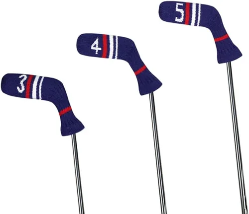 Vista 5 de Scott Edward 1/7/10 piezas de fundas de cabeza de palos de golf de punto para hierros, cuña y básicamente forma de calcetines, protector de cabeza
