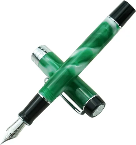 Vista 26 de Jinhao 100 - Pluma estilográfica de estilo clásico en celuloide, instrumento de escritura suave con punta #6, juego de pluma con convertidor