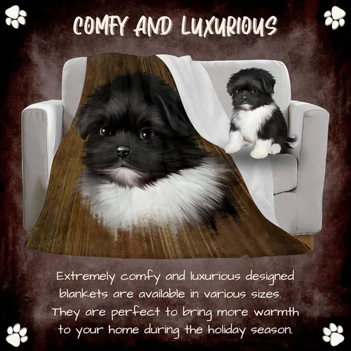 Vista 6 de Manta rústica para perro Shih Tzu, ligera, súper suave, acogedora y duradera, manta de cama con temática de animales para sofá, cama, sofá