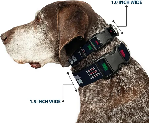 Vista 2 de Buckle-Down Collar de perro Clip de plástico Star Wars Darth Vader Cinturón Utilitario Bounding3 Negro Grises Rojos 9 a 15 pulgadas 1.0 pulgadas