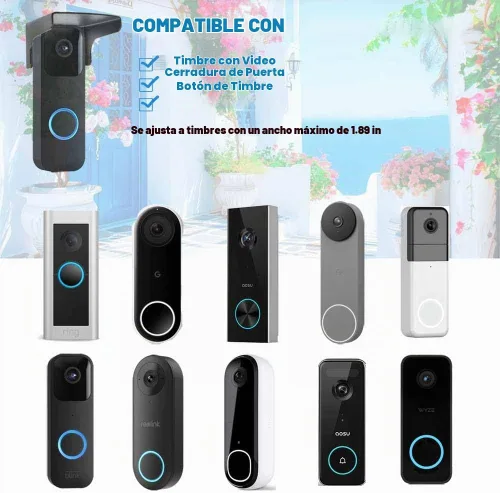 Vista 5 de Paquete de 2 fundas para timbre de puerta, de acero, resistentes a la intemperie, con protección antirreflejos, compatible con parpadeo/Ring
