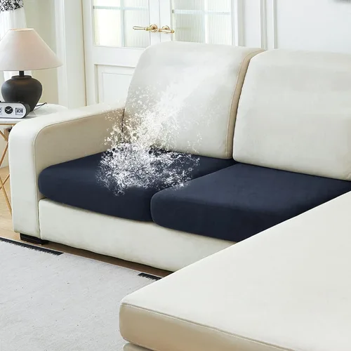 Vista 32 de NAISI Fundas de cojín impermeables de tela de terciopelo grueso lavable, 1 pieza, fundas individuales para sofá modular con parte inferior elástica