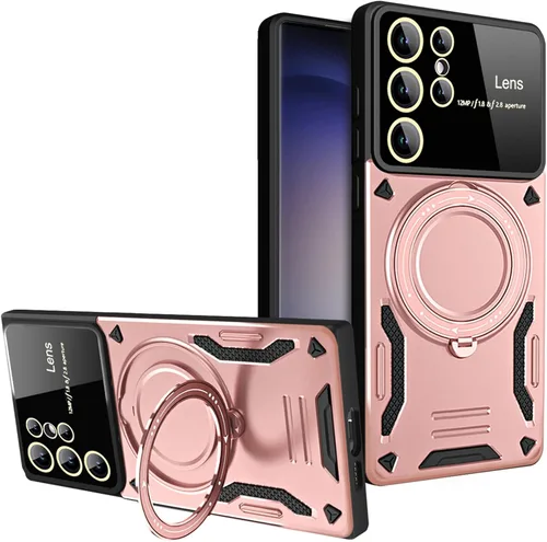 Vista 10 de Funda para Samsung Galaxy S22 Ultra con protector de lente de cámara, [compatible con MagSafe] con función atril protección de grado militar a