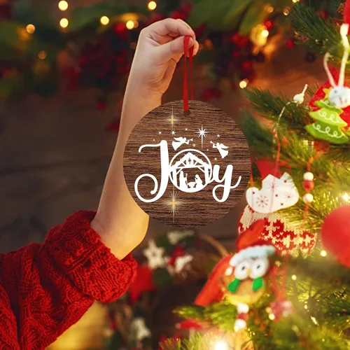 Vista 6 de Adorno de Navidad de Alegría, Belén, Biblia de Jesús de cerámica para árbol colgante, decoración cristiana, relleno de calcetín de regalo de Navidad