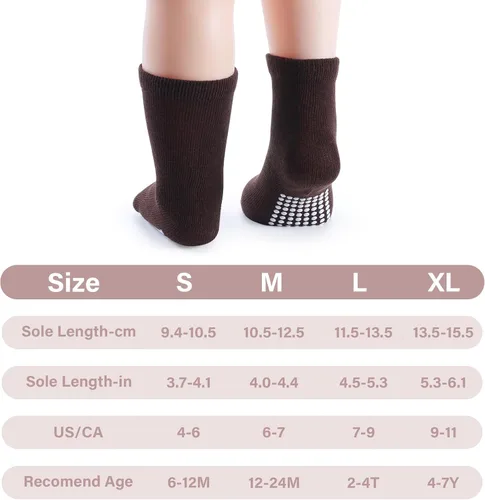 Vista 5 de JAKIDAR Paquete de 12 calcetines de algodón para bebés, calcetines para niños pequeños, antideslizantes, parte inferior