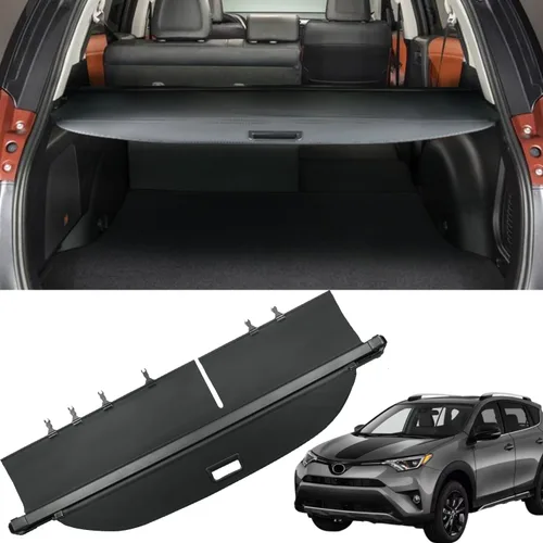 Vista 9 de Cubierta de carga para Toyota Rav4 2006 2007 2008 2009 2010 2011 2012 para accesorios de Toyota Rav4, negra, retráctil, estilo de fábrica, cubierta