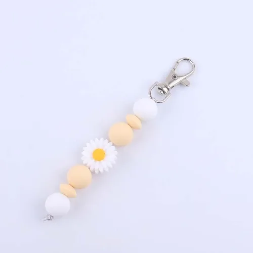 Vista 2 de tenghong2021 Bonito llavero de flores con cuentas para mujeres y niñas, dije para bolso, llaves de coche, mochila, adorno único