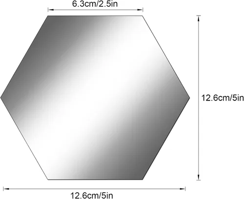 Vista 2 de Jetec Espejo hexagonal de vidrio para pared, espejo autoadhesivo a granel, vidrio de pared plano y flexible para centros de mesa para dormitorio