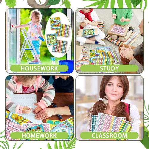 Vista 5 de 100 calcomanías gráficas con 2160 mini calcomanías de incentivos para el aula Behavior Reward Chart for Kid, Unicorn Pirate Dinosaur Spring 4
