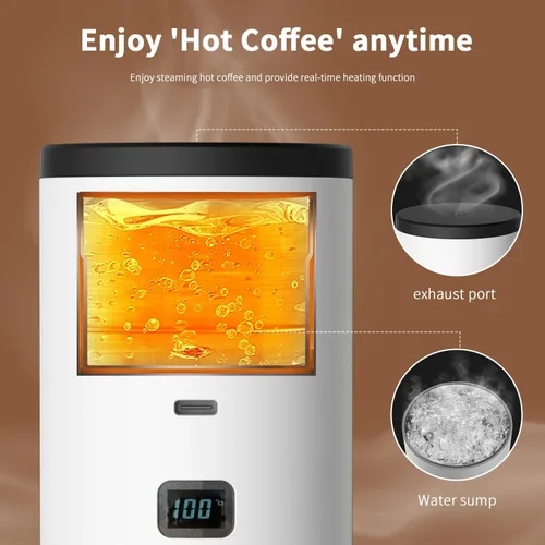 Vista 6 de Cafetera portátil de café autocalentable para automóvil, cafetera de café expreso para viajes, camping, funciona con pilas, USB/tipo C, con café