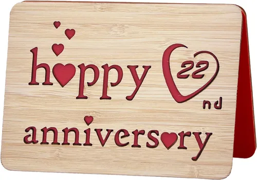 Vista 9 de Tarjeta de felicitación de madera para el primer aniversario, hecha a mano, 1 año, aniversario de boda, tarjeta de primer aniversario para ella, él