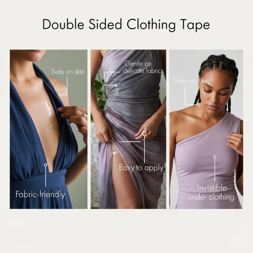 Vista 2 de Cinta de ropa de doble cara para piel y tela, cinta transparente para mujer, pegamento de moda resistente para piel y ropa, cinta de vestir