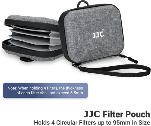 Vista 2 de JJC Bolsa de filtro de lente dura, estuche de filtro de 4 bolsillos para filtro circular de hasta 3.740 in con trabilla para cinturón, a prueba